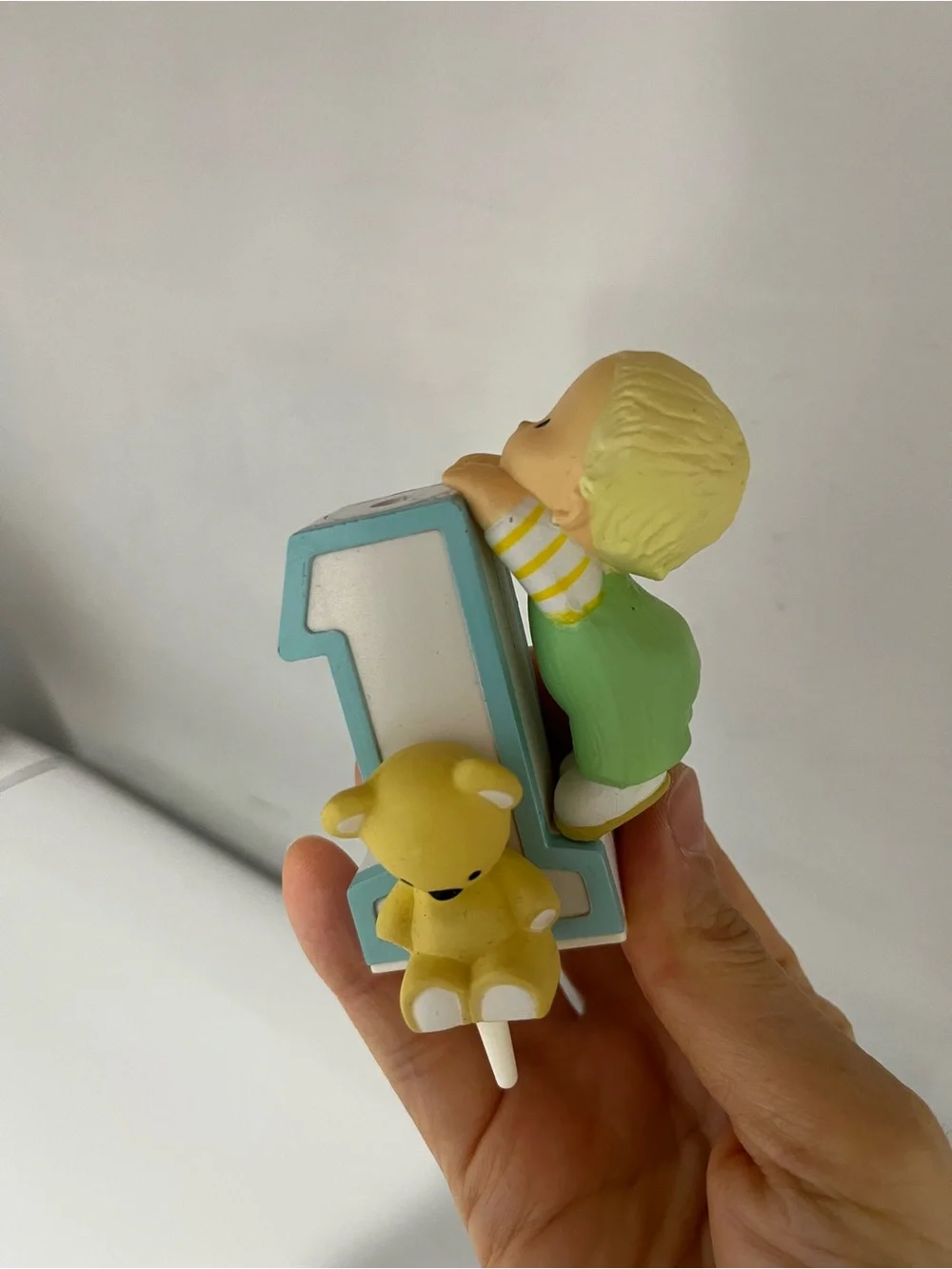 Vintage Hallmark 1980s Baby Boy’s First Birthday Candle Holder Cake Topper